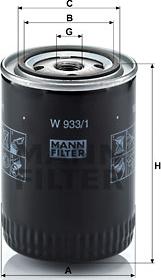 Mann-Filter W 933/1 - Масляный фильтр mashina-shop.ru