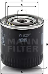 Mann-Filter W 920/6 - Масляный фильтр mashina-shop.ru