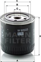 Mann-Filter W 920/23 - Масляный фильтр mashina-shop.ru