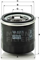 Mann-Filter W 67/1 - Масляный фильтр mashina-shop.ru