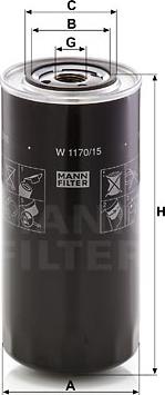 Mann-Filter W 1170/15 - Масляный фильтр mashina-shop.ru