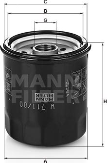 Mann-Filter W 711/80 - Масляный фильтр mashina-shop.ru