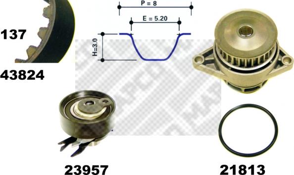 Mapco 41824 - Водяной насос + комплект зубчатого ремня ГРМ mashina-shop.ru