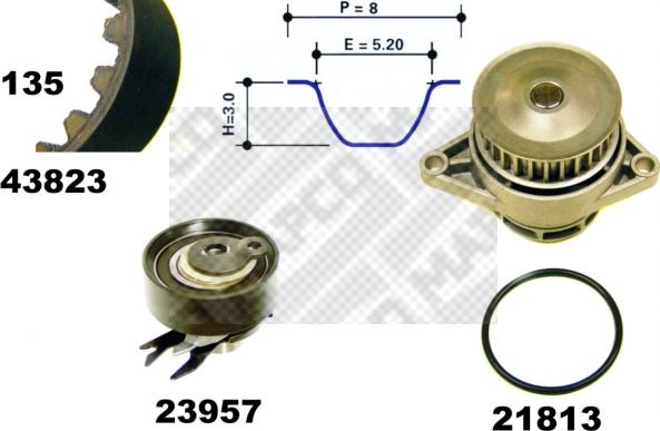 Mapco 41823 - Водяной насос + комплект зубчатого ремня ГРМ mashina-shop.ru