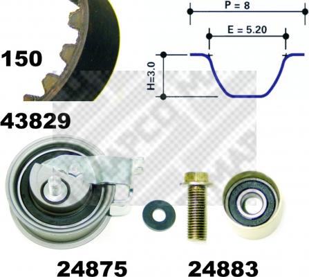 Mapco 23912 - Комплект зубчатого ремня ГРМ mashina-shop.ru