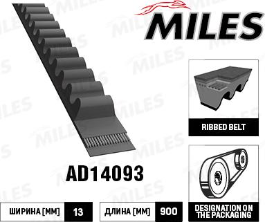 Miles AD14093 - Клиновой ремень, поперечные рёбра mashina-shop.ru