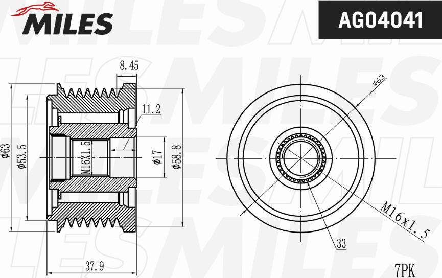 Miles AG04041 - Шкив генератора, муфта mashina-shop.ru