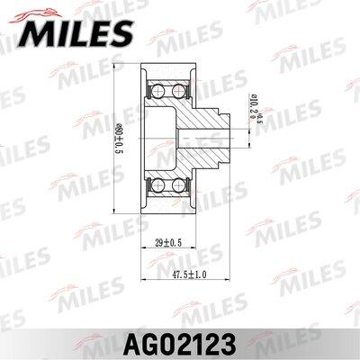 Miles AG02123 - Направляющий ролик, зубчатый ремень ГРМ mashina-shop.ru