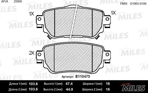 Miles E110475 - Тормозные колодки, дисковые, комплект mashina-shop.ru