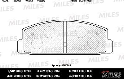 Miles E110149 - Тормозные колодки, дисковые, комплект mashina-shop.ru