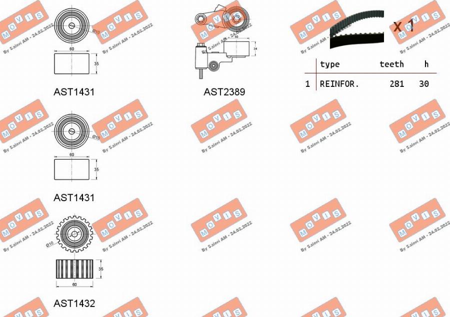 MOVIS ASTK1255 - Комплект зубчатого ремня ГРМ mashina-shop.ru