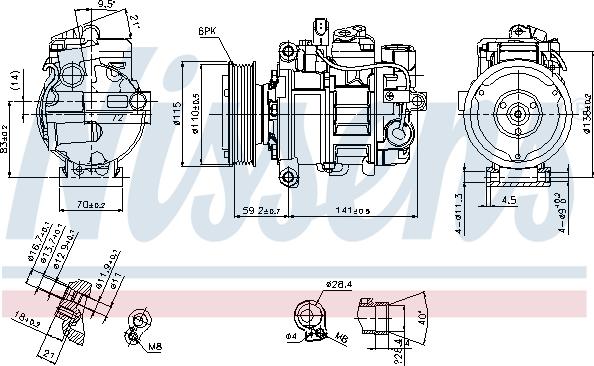 Nissens 89384 - Компрессор кондиционера mashina-shop.ru