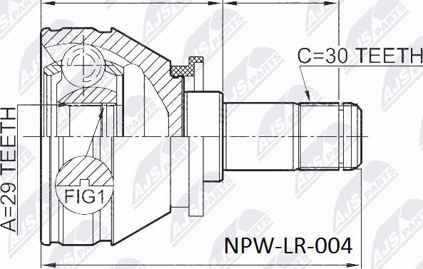 NTY NPW-LR-004 - Шарнирный комплект, ШРУС, приводной вал mashina-shop.ru