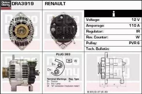 Remy DRA3919 - Генератор mashina-shop.ru