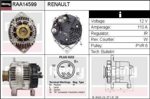 Remy RAA14599 - Генератор mashina-shop.ru