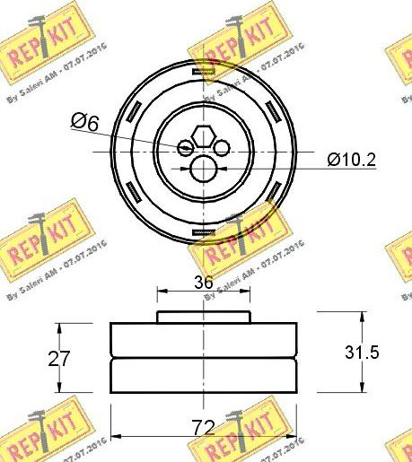 REPKIT RKT1299 - Натяжной ролик, зубчатый ремень ГРМ mashina-shop.ru