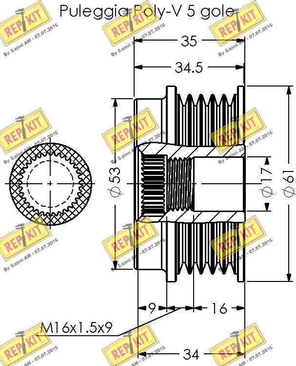 REPKIT RKT2061 - Шкив генератора, муфта mashina-shop.ru