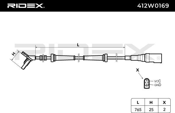 RIDEX 412W0169 - Датчик ABS, частота вращения колеса mashina-shop.ru