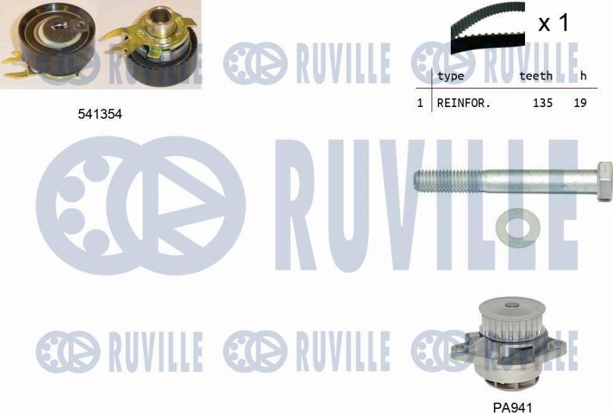 Ruville 5500971 - Водяной насос + комплект зубчатого ремня ГРМ mashina-shop.ru