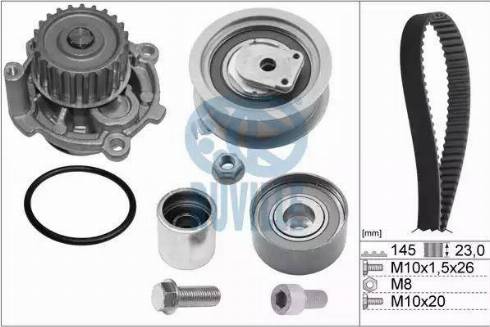 Ruville 55769701 - Водяной насос + комплект зубчатого ремня ГРМ mashina-shop.ru