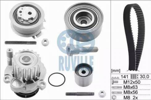 Ruville 55766711 - Водяной насос + комплект зубчатого ремня ГРМ mashina-shop.ru