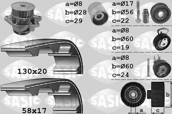 Sasic 3906060 - Водяной насос + комплект зубчатого ремня ГРМ mashina-shop.ru