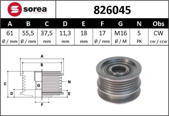 Sera 826045 - Шкив генератора, муфта mashina-shop.ru