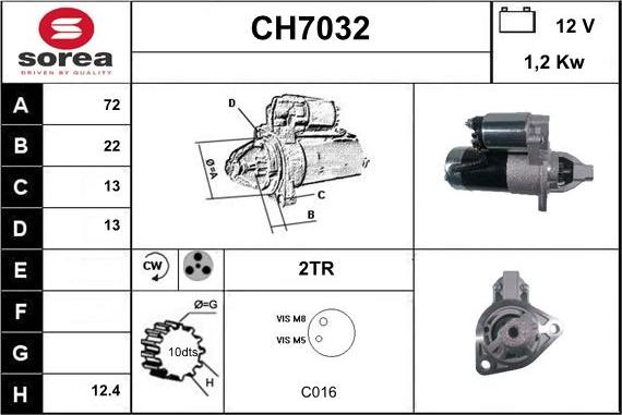 Sera CH7032 - Стартер mashina-shop.ru