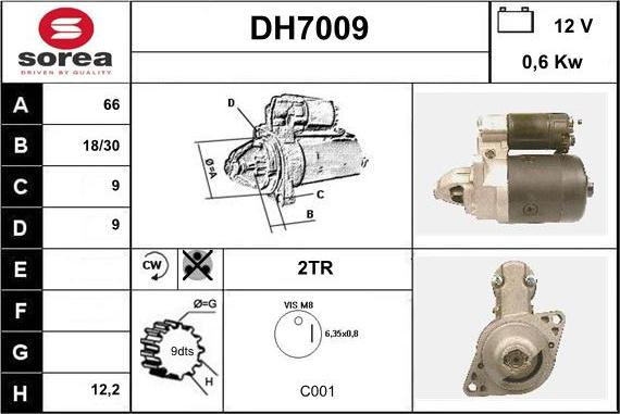 Sera DH7009 - Стартер mashina-shop.ru