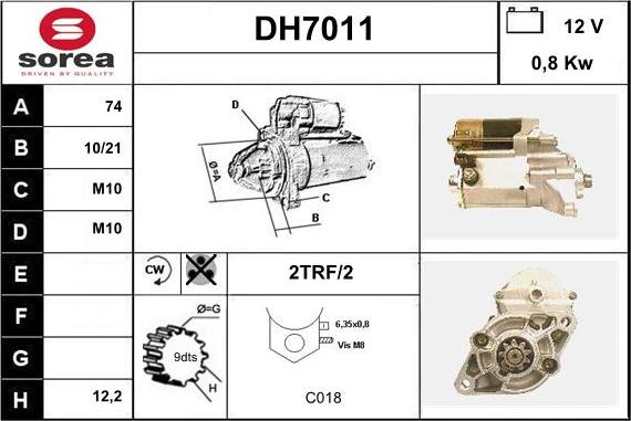 Sera DH7011 - Стартер mashina-shop.ru