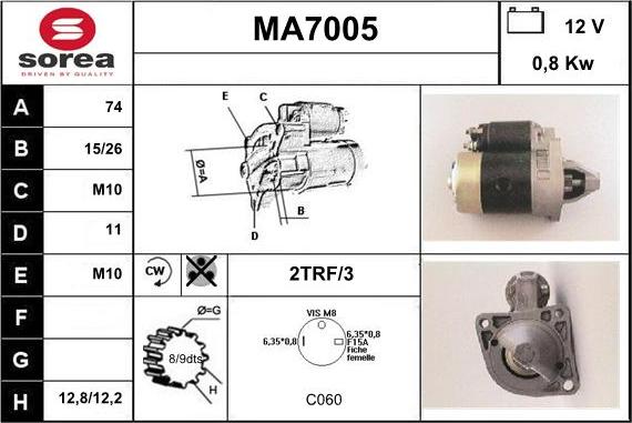 Sera MA7005 - Стартер mashina-shop.ru