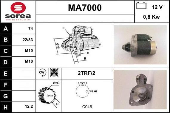 Sera MA7000 - Стартер mashina-shop.ru