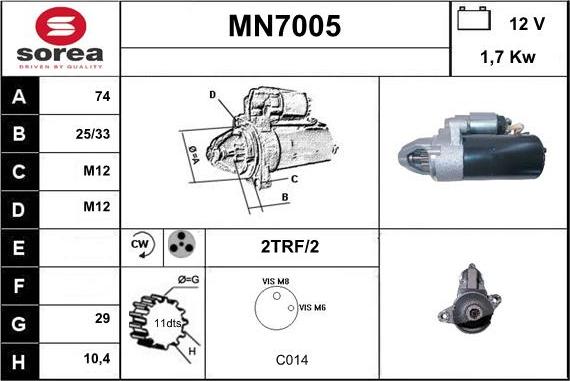 Sera MN7005 - Стартер mashina-shop.ru