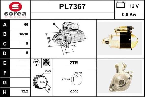 Sera PL7367 - Стартер mashina-shop.ru