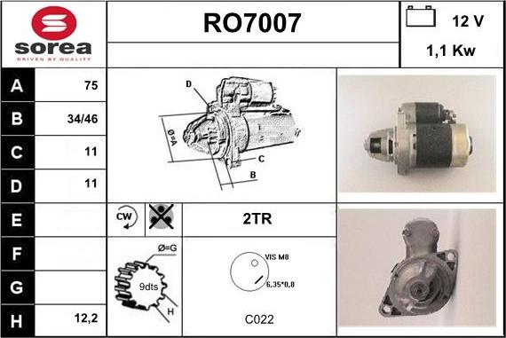 Sera RO7007 - Стартер mashina-shop.ru