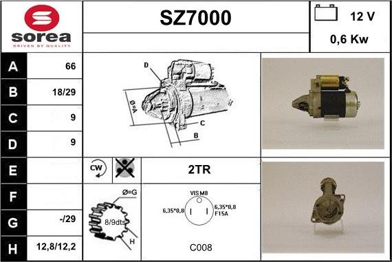 Sera SZ7000 - Стартер mashina-shop.ru