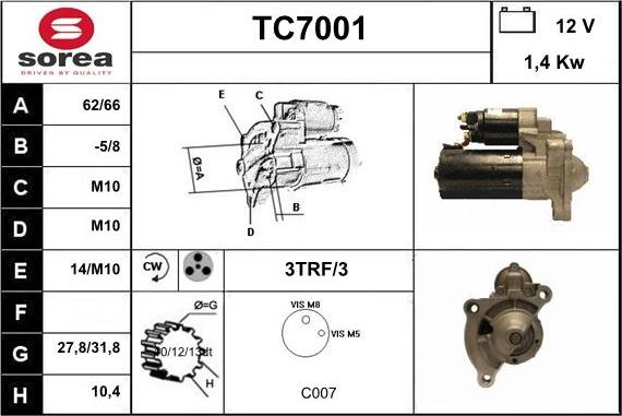 Sera TC7001 - Стартер mashina-shop.ru