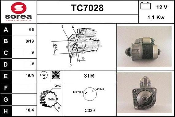 Sera TC7028 - Стартер mashina-shop.ru