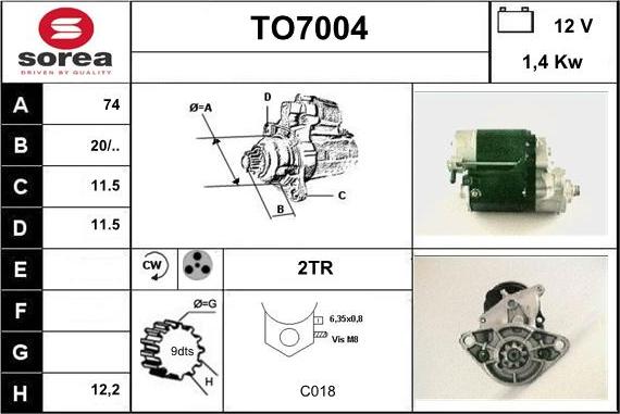 Sera TO7004 - Стартер mashina-shop.ru