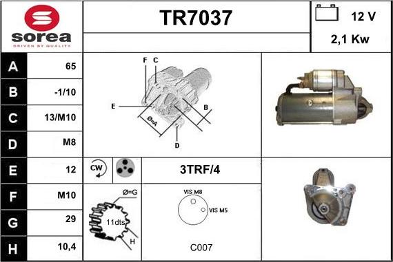 Sera TR7037 - Стартер mashina-shop.ru