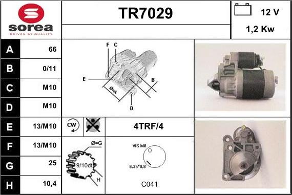 Sera TR7029 - Стартер mashina-shop.ru