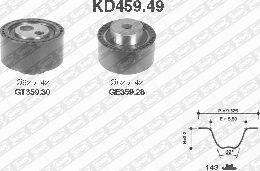 SNR KD459.49 - Комплект зубчатого ремня ГРМ mashina-shop.ru