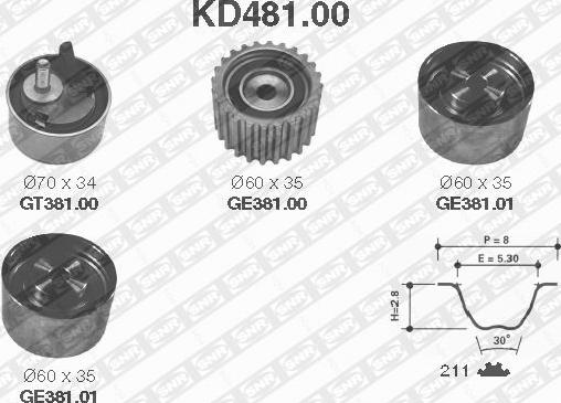 SNR KD481.00 - Комплект зубчатого ремня ГРМ mashina-shop.ru