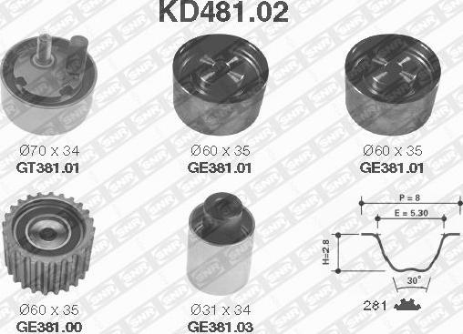 SNR KD481.02 - Комплект зубчатого ремня ГРМ mashina-shop.ru