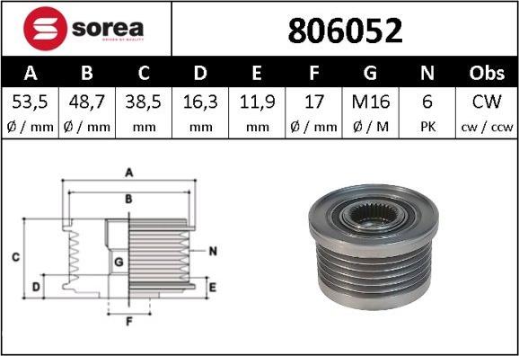 SNRA 806052 - Шкив генератора, муфта mashina-shop.ru