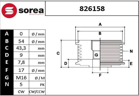 SNRA 826158 - Шкив генератора, муфта mashina-shop.ru