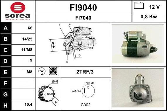 SNRA FI9040 - Стартер mashina-shop.ru