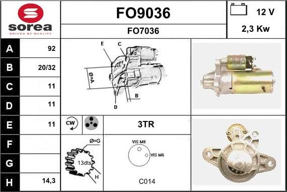 SNRA FO9036 - Стартер mashina-shop.ru