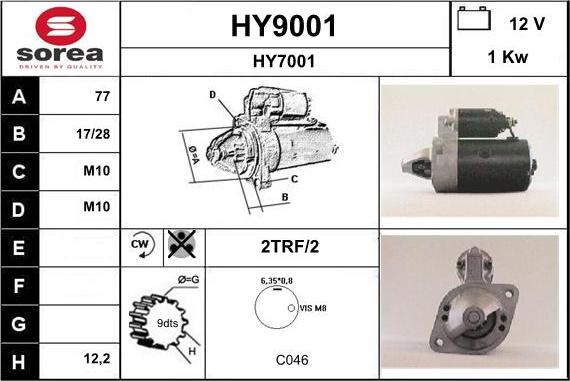 SNRA HY9001 - Стартер mashina-shop.ru