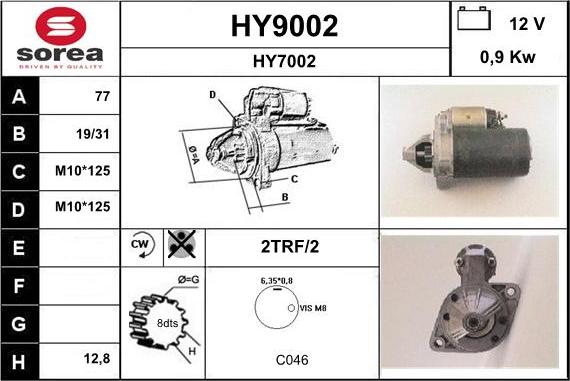 SNRA HY9002 - Стартер mashina-shop.ru